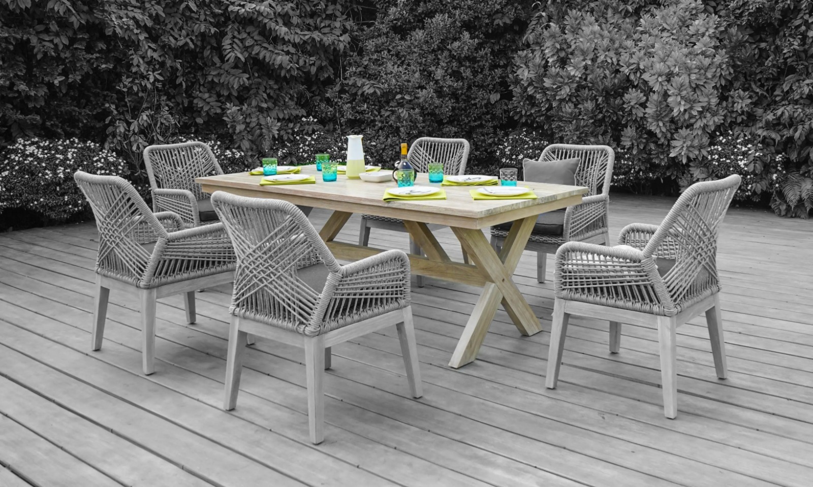 Изображение товара Нераздвижной садовый стол Azzura 151031 210 см x 90 см x 75 см акация бежевый