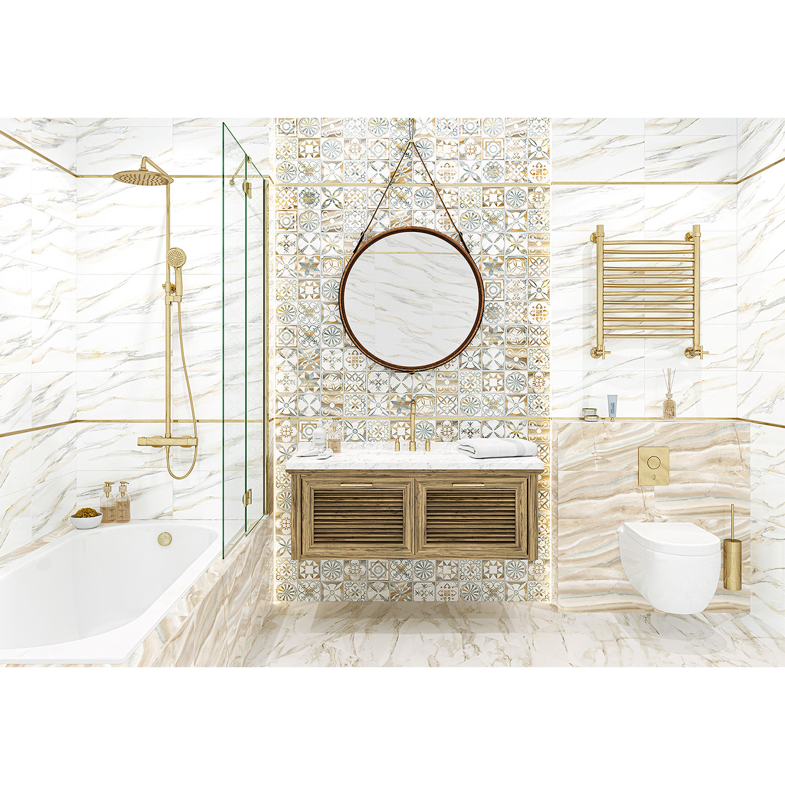 Изображение товара Настенная керамическая плитка Alma Ceramica Varadero 24.9x50 см бежевый мрамор