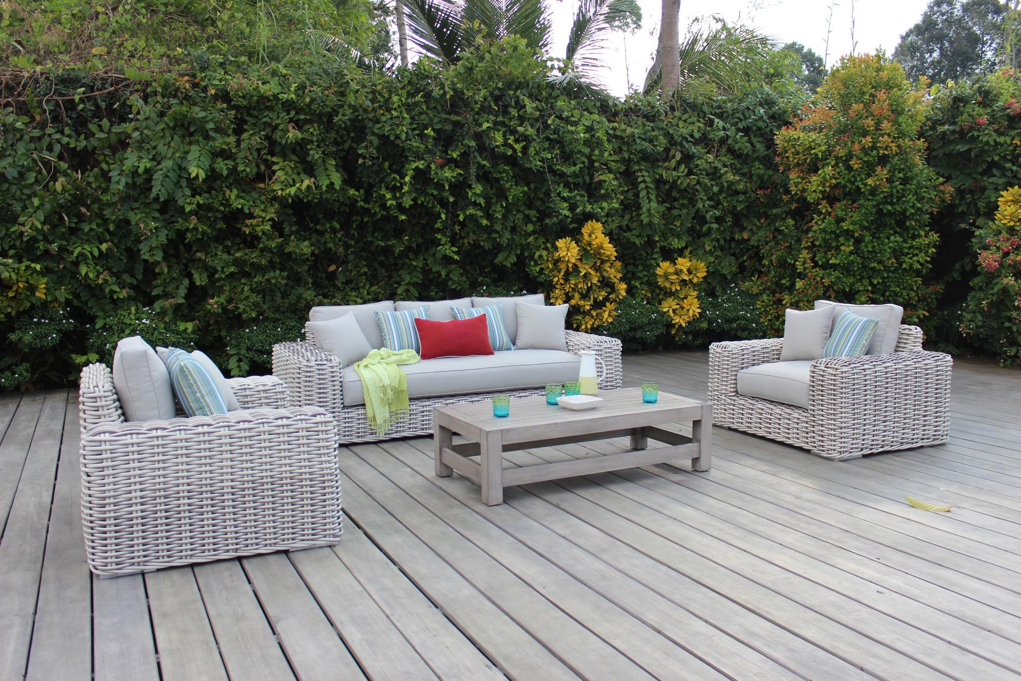 Изображение товара Садовая мебель для отдыха Azzura Zurich искусственный ротанг серый/серебристый:стол, диван, 2 кресла