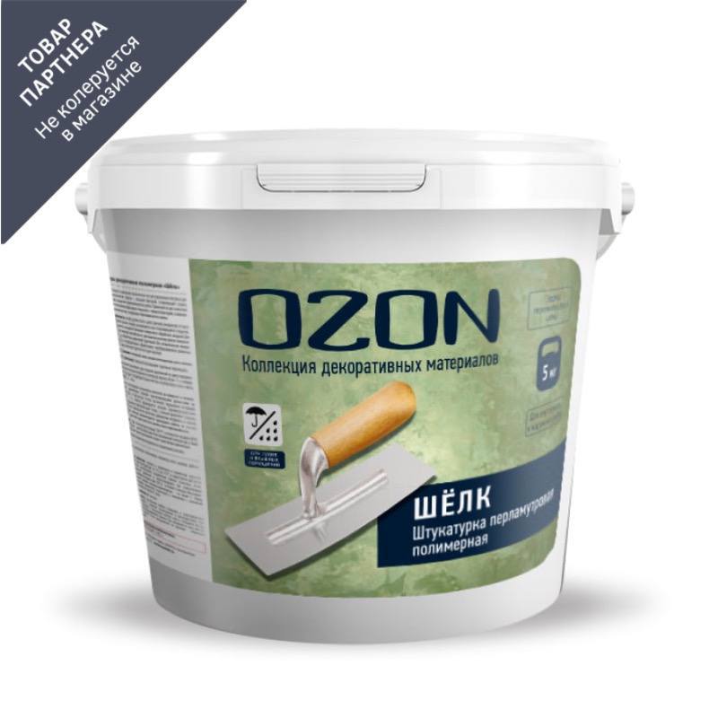 Изображение товара Штукатурка декоративная Ozon перламутровая "Шелк" 5кг бело-серая