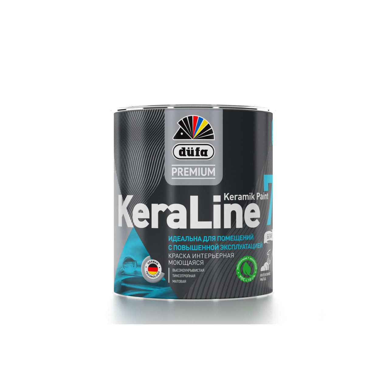 Изображение товара Краска для стен и потолков моющаяся Dufa Premium KeraLine Keramik Paint 7 матовая белая база 1 0.9 л