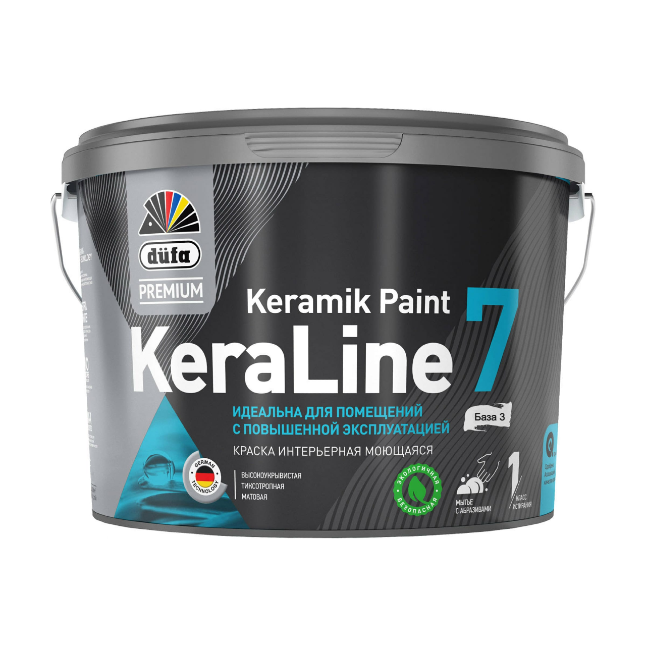 Изображение товара Краска для стен и потолков моющаяся Dufa Premium KeraLine Keramik Paint 7 матовая прозрачная база 3 2.5 л Изображение товара Краска для стен и потолков моющаяся Dufa Premium KeraLine Keramik Paint 7 матовая прозрачная база 3 2.5 л
