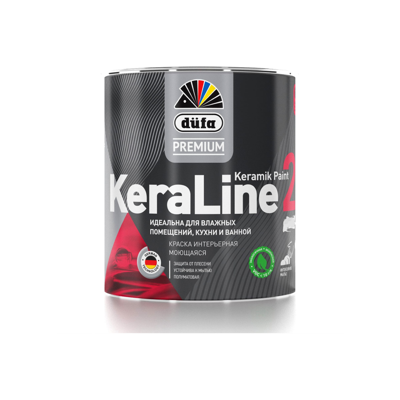Изображение товара Краска для влажных помещений Dufa Premium KeraLine Keramik Paint 20 полуматовая прозрачная база 3 0.9 л