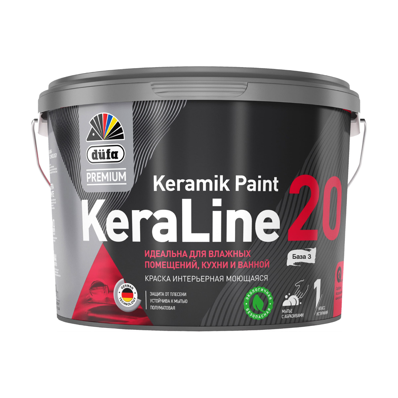 Изображение товара Краска для влажных помещений Dufa Premium KeraLine Keramik Paint 20 полуматовая прозрачная база 3 2.5 л Изображение товара Краска для влажных помещений Dufa Premium KeraLine Keramik Paint 20 полуматовая прозрачная база 3 2.5 л