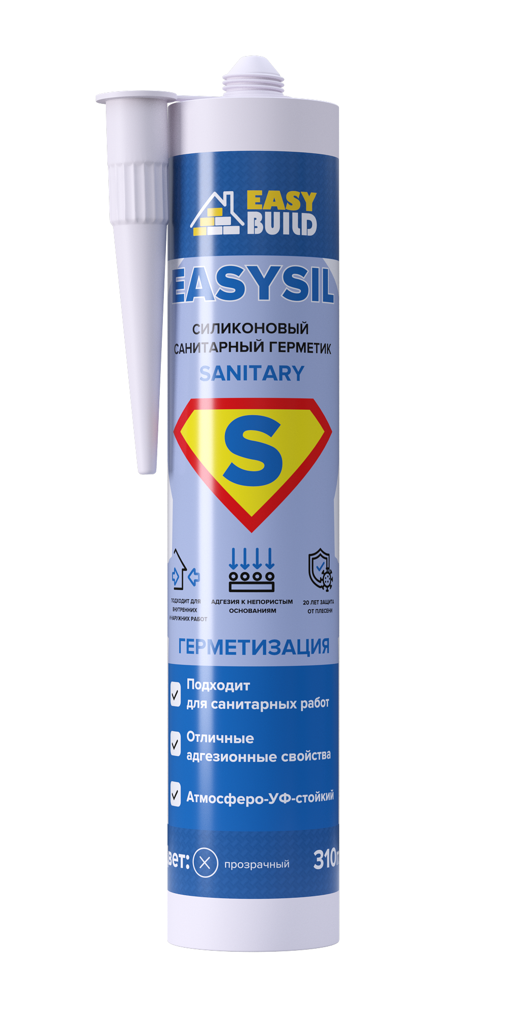 Изображение товара Герметик Easybuild Easysil 10003 цвет прозрачный 0.31 л