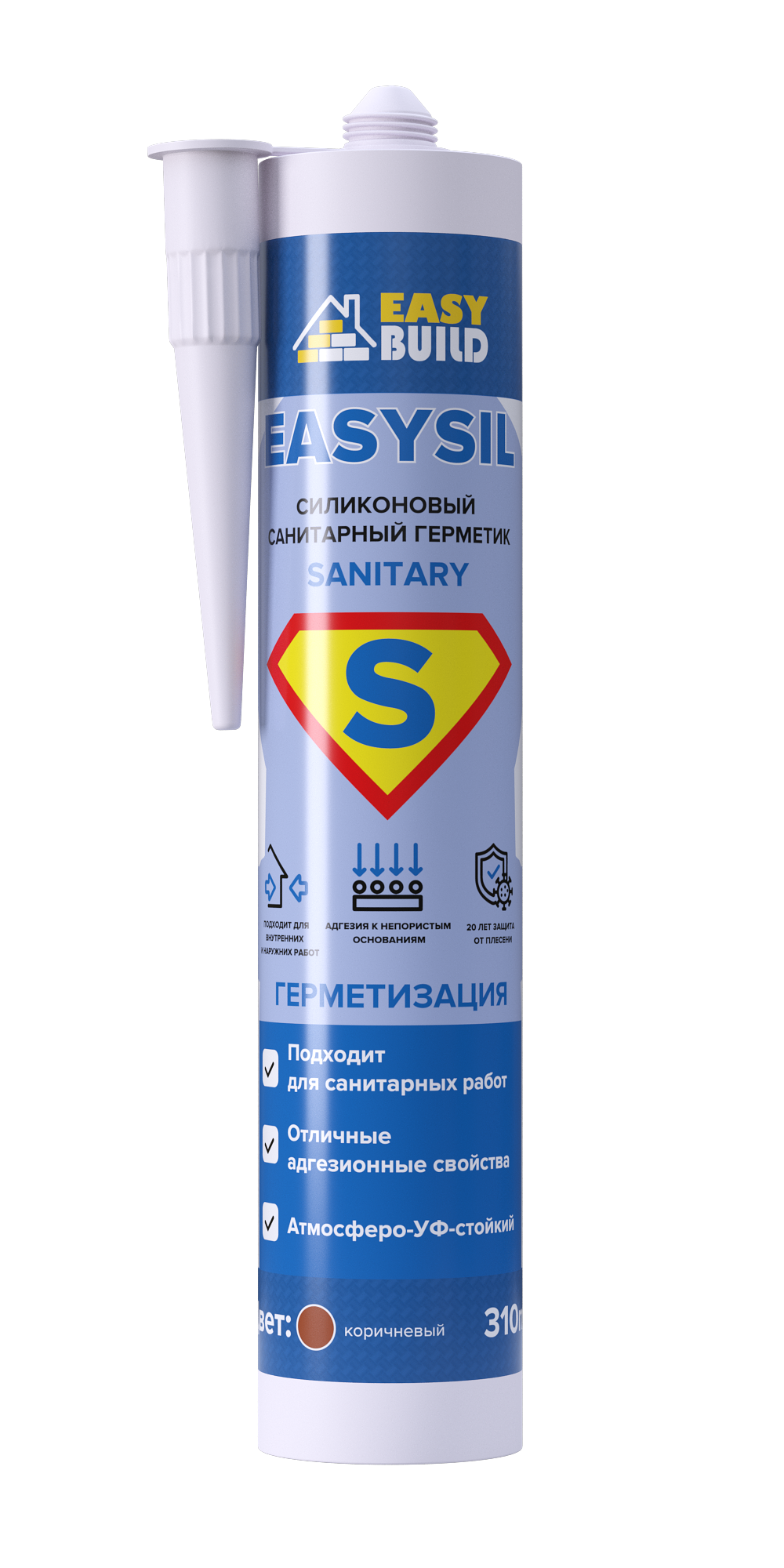 Изображение товара Герметик Easybuild Easysil 10007 цвет коричневый 0.31 л