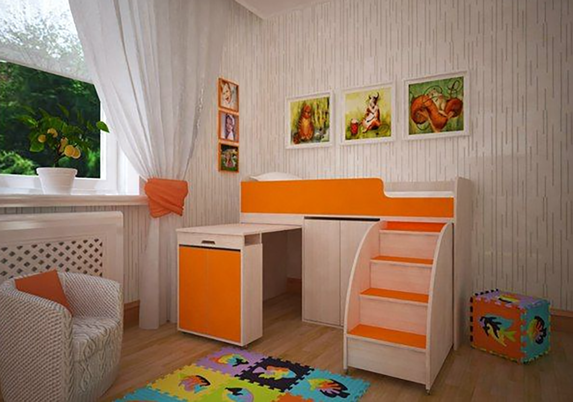 Изображение товара Кровать-чердак Кариви КИВи 164x113 см ЛДСП цвет дуб оранжевый