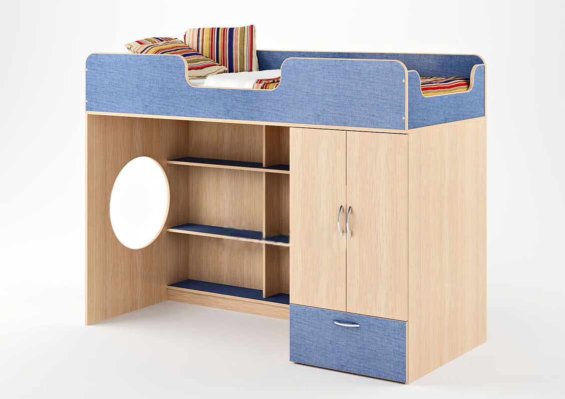 Изображение товара Детская кровать-чердак Кариви Сказка 185x140 см светлый дуб голубой