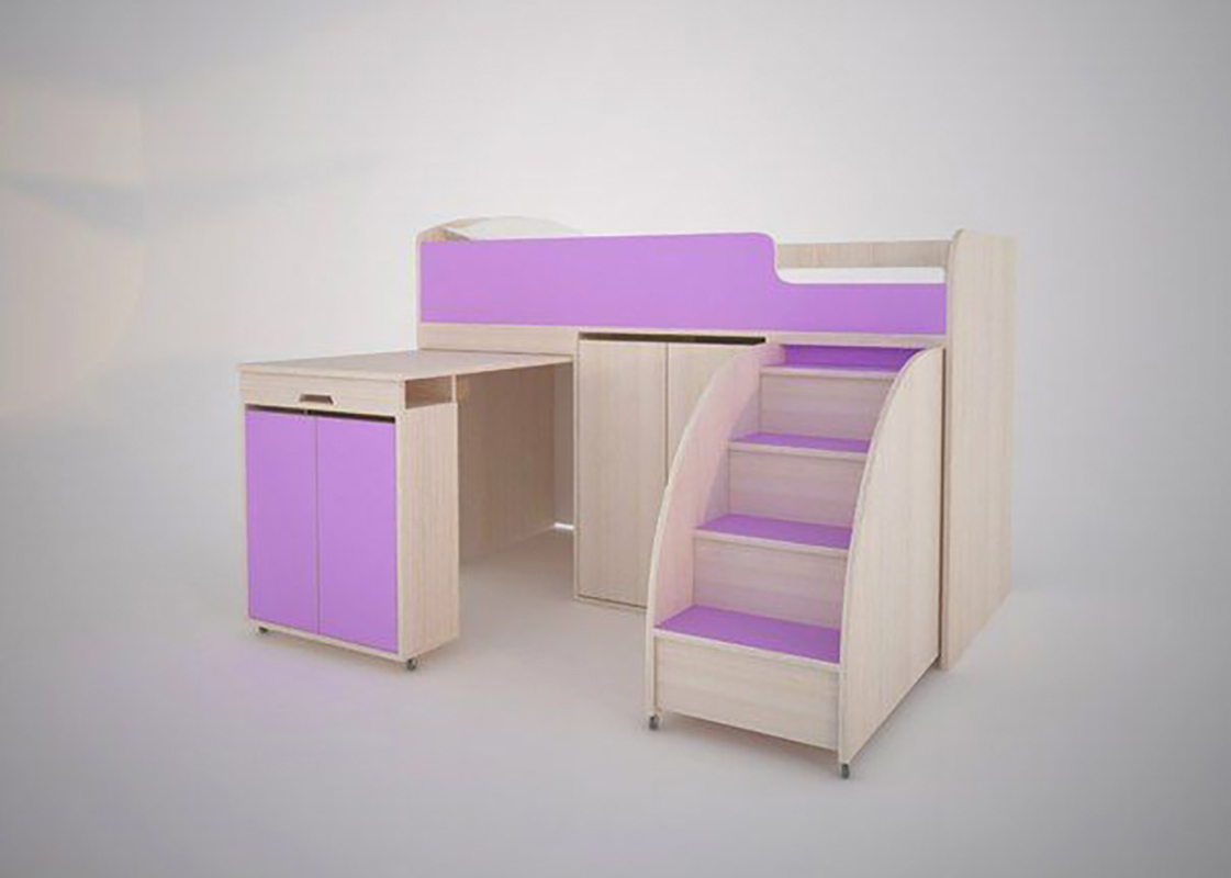 Изображение товара Кровать-чердак Кариви КИВи 164x113 см ЛДСП светлый дуб/ирис