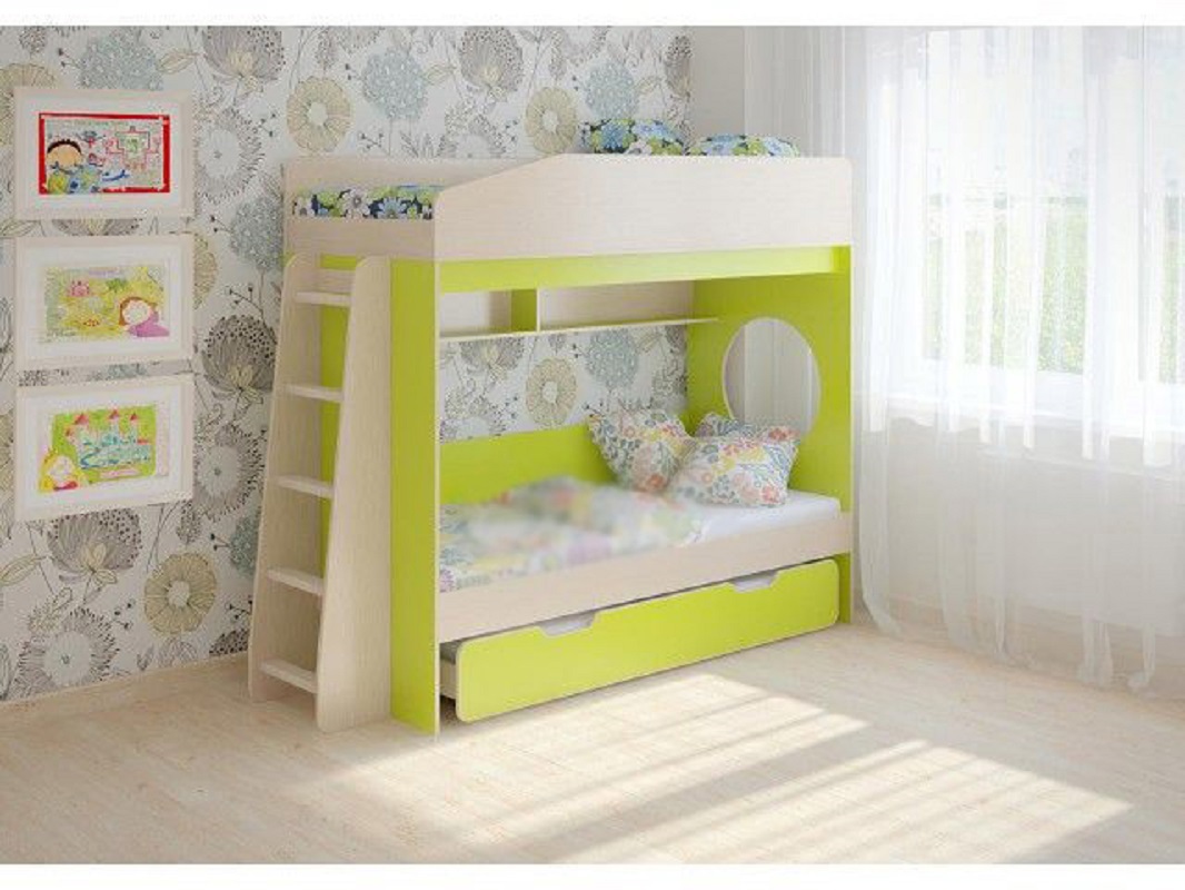 Изображение товара Детская двухъярусная кровать Кариви Сказка 209.7x167.5 см из ЛДСП Россия