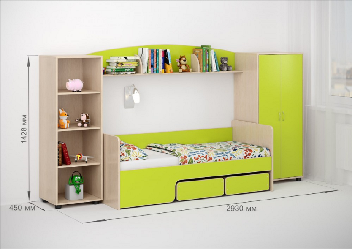 Изображение товара Детская кровать Кариви Сказка 175x70 см ЛДСП светлый дуб Лайм