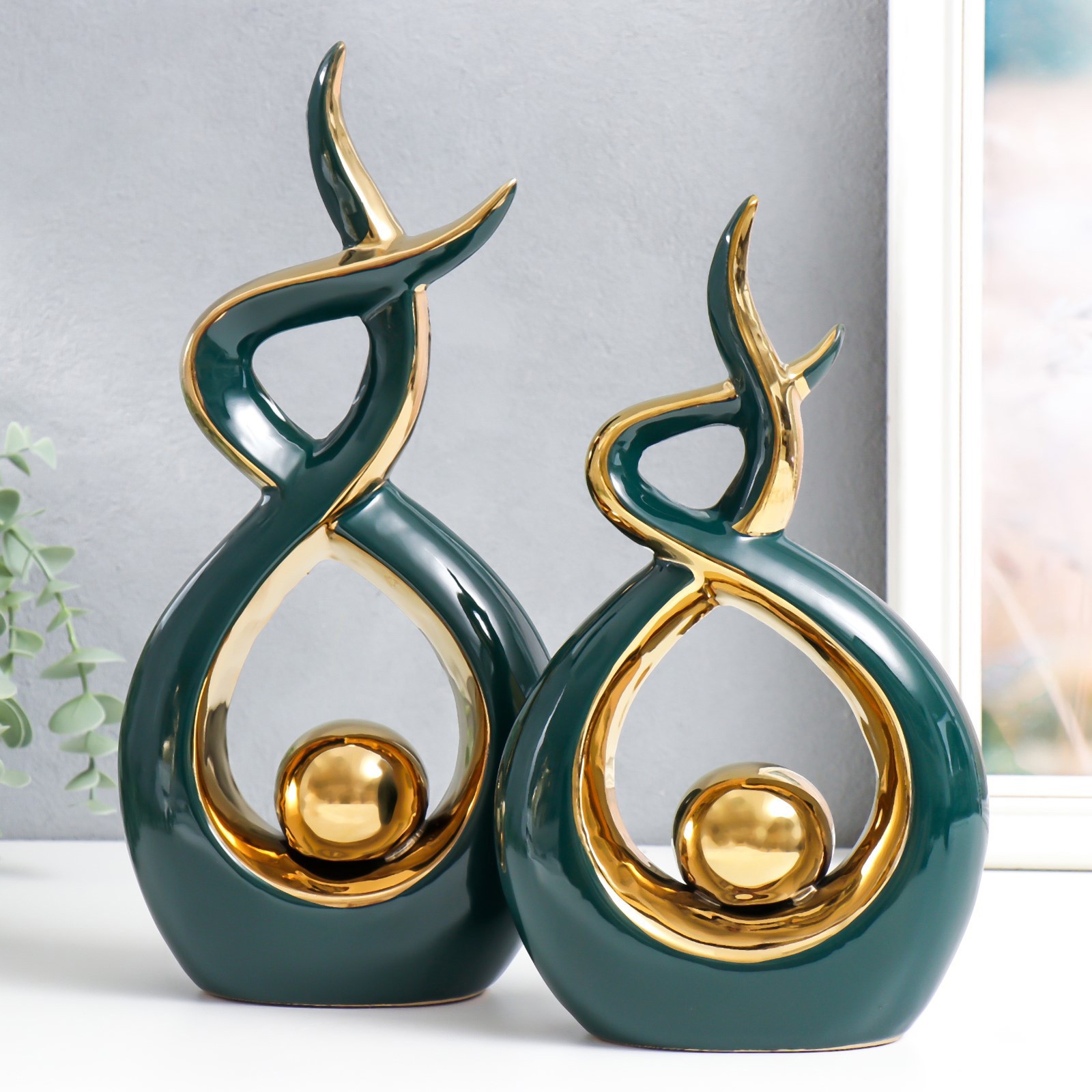 Изображение товара Набор декоративных фигурок «Абстракция. Прикосновение. Шар» 2 шт зелёный