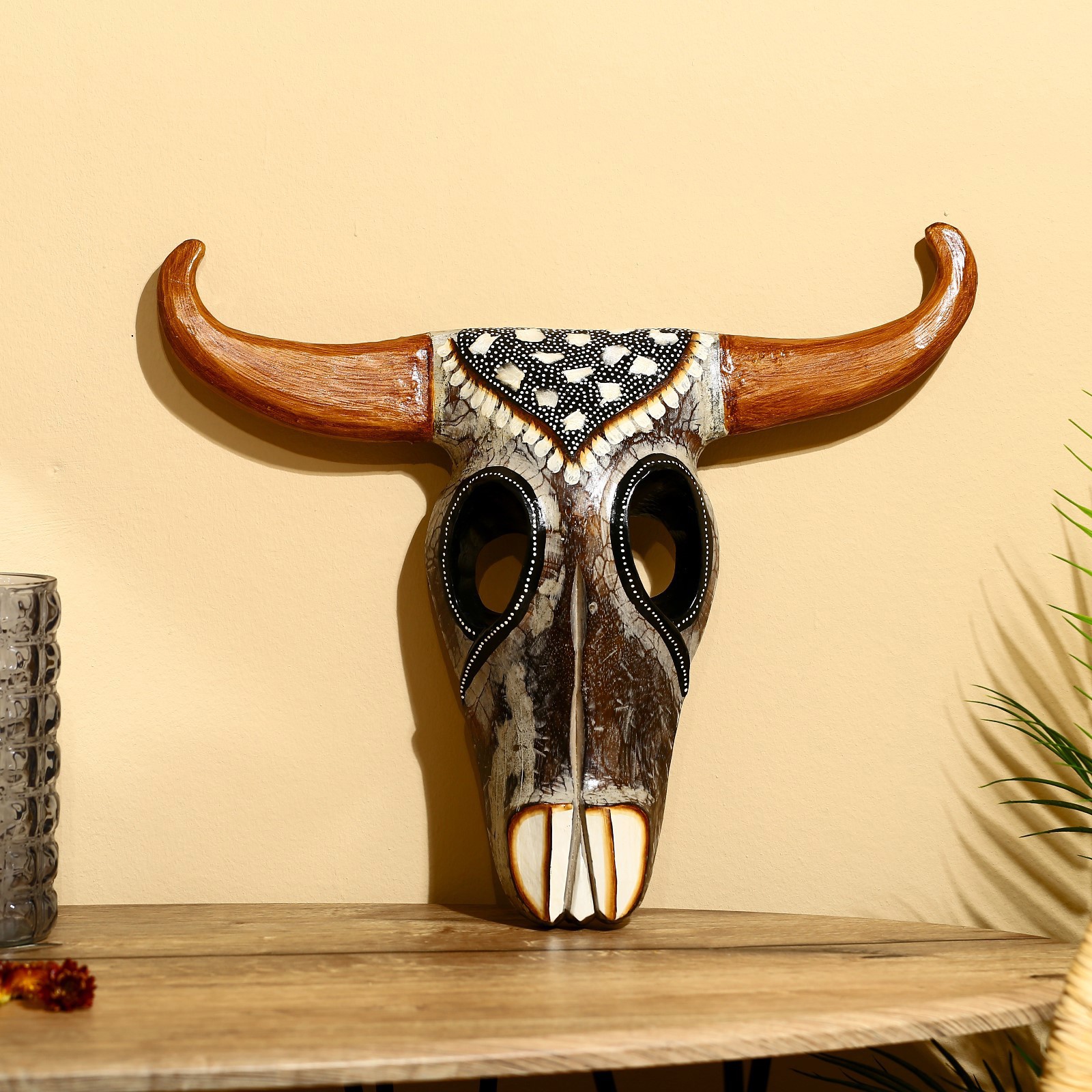 Изображение товара Панно маска интерьерная "Буйвол" узор, 45x8x45 см