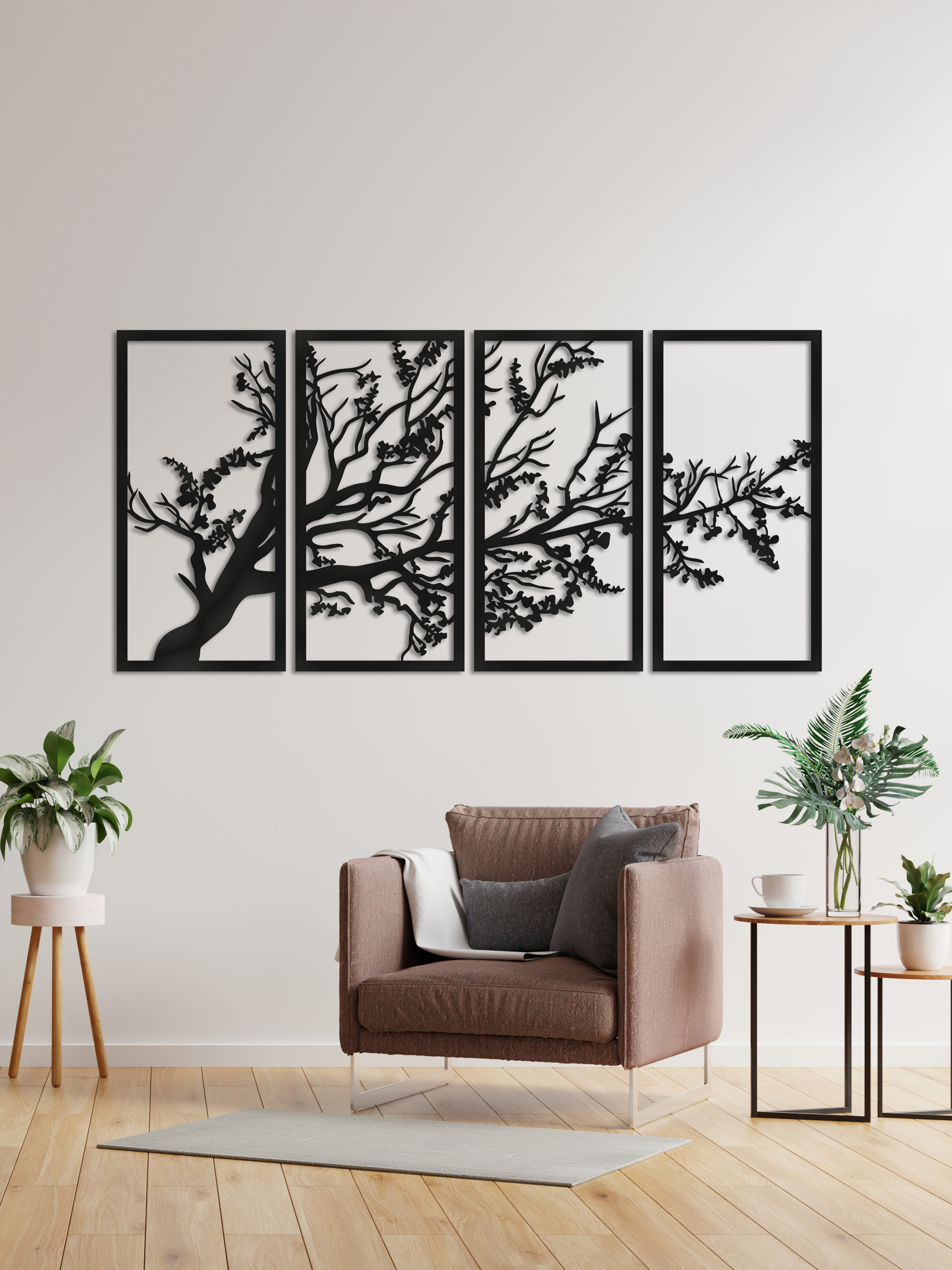 Изображение товара ArtCore Ветви панно 75 см черное — настенное декоративное изделие