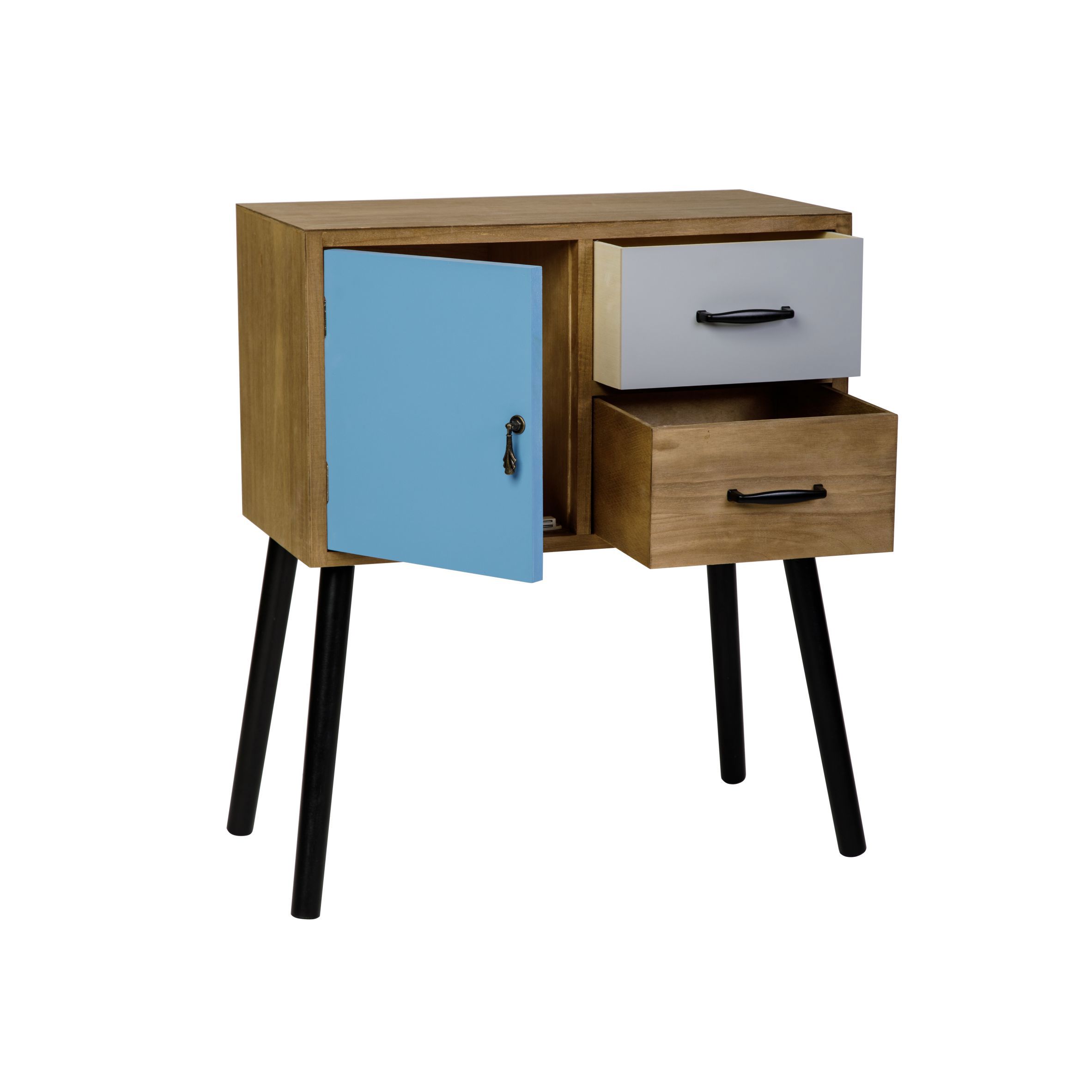 Изображение товара Комод Hx14-214 2 ящика 60x30x66 см дерево цвет коричневый/голубой