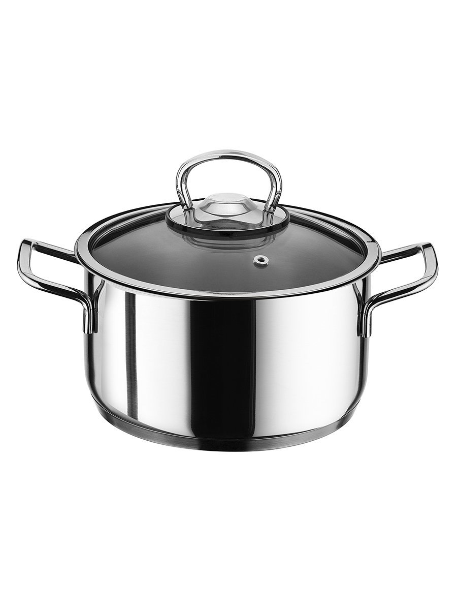 Изображение товара Кастрюля Катюша 4.1 л из нержавеющей стали серия Марта с капсульным дном и стеклянной крышкой