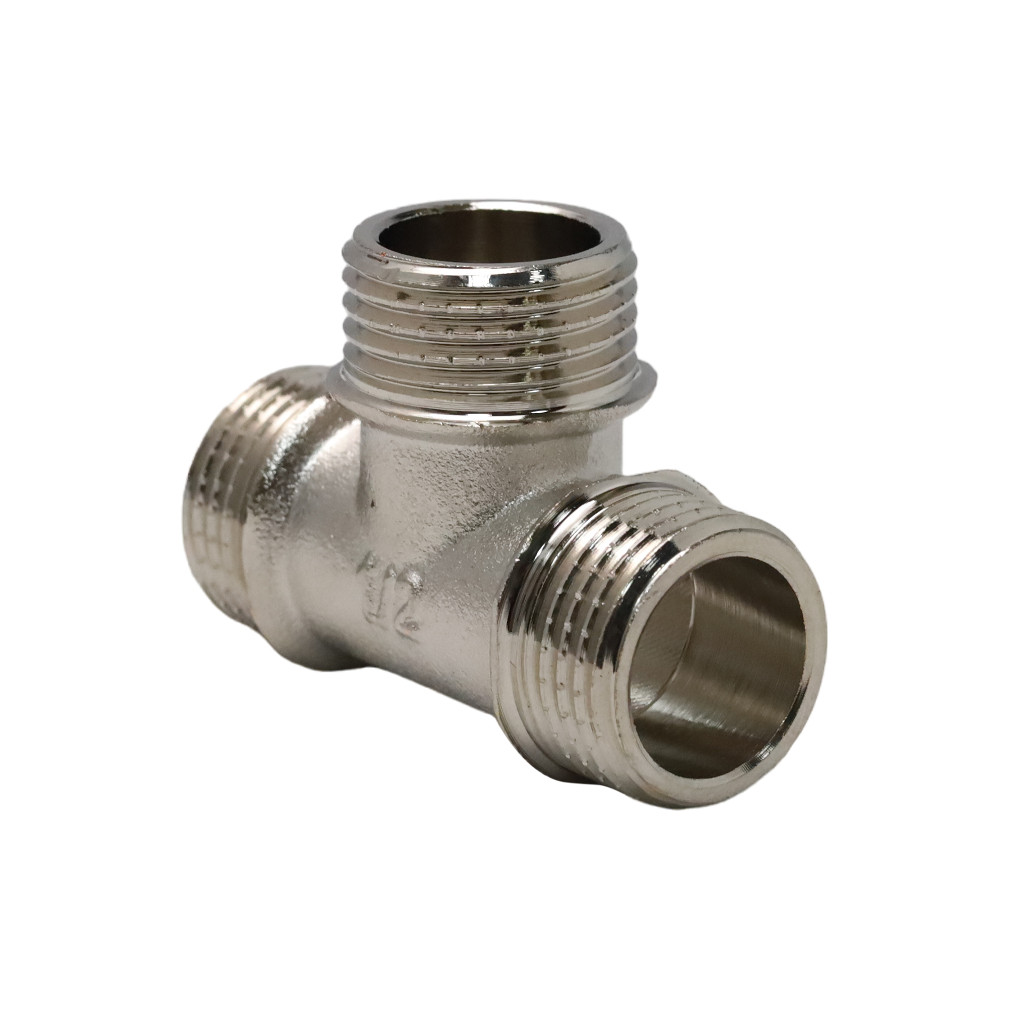 Изображение товара Тройник из латуни Aqualink 1/2x1/2x1/2 дюймов никелированный для водоснабжения и отопления