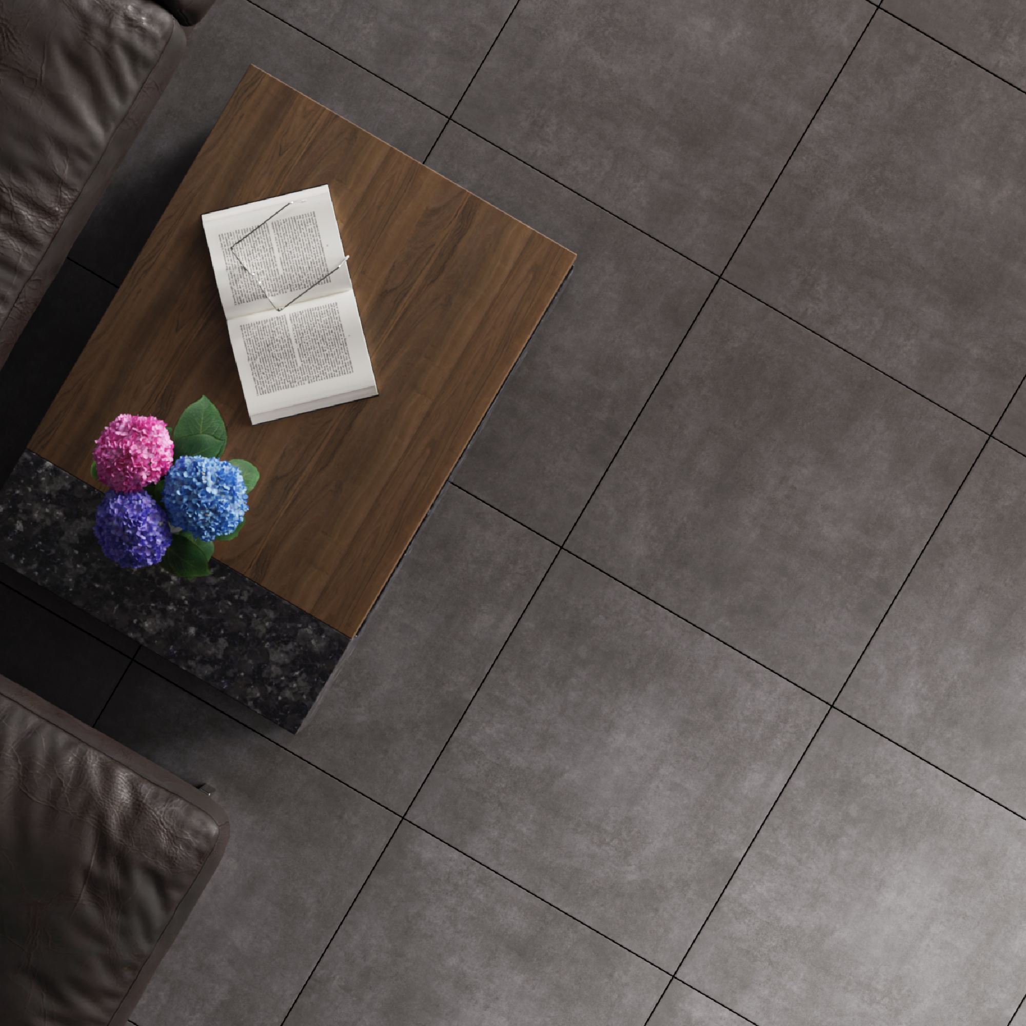 Изображение товара Глазурованный керамогранит Ceramente Stellare Cement Pro 60x60 см матовый темно-серый