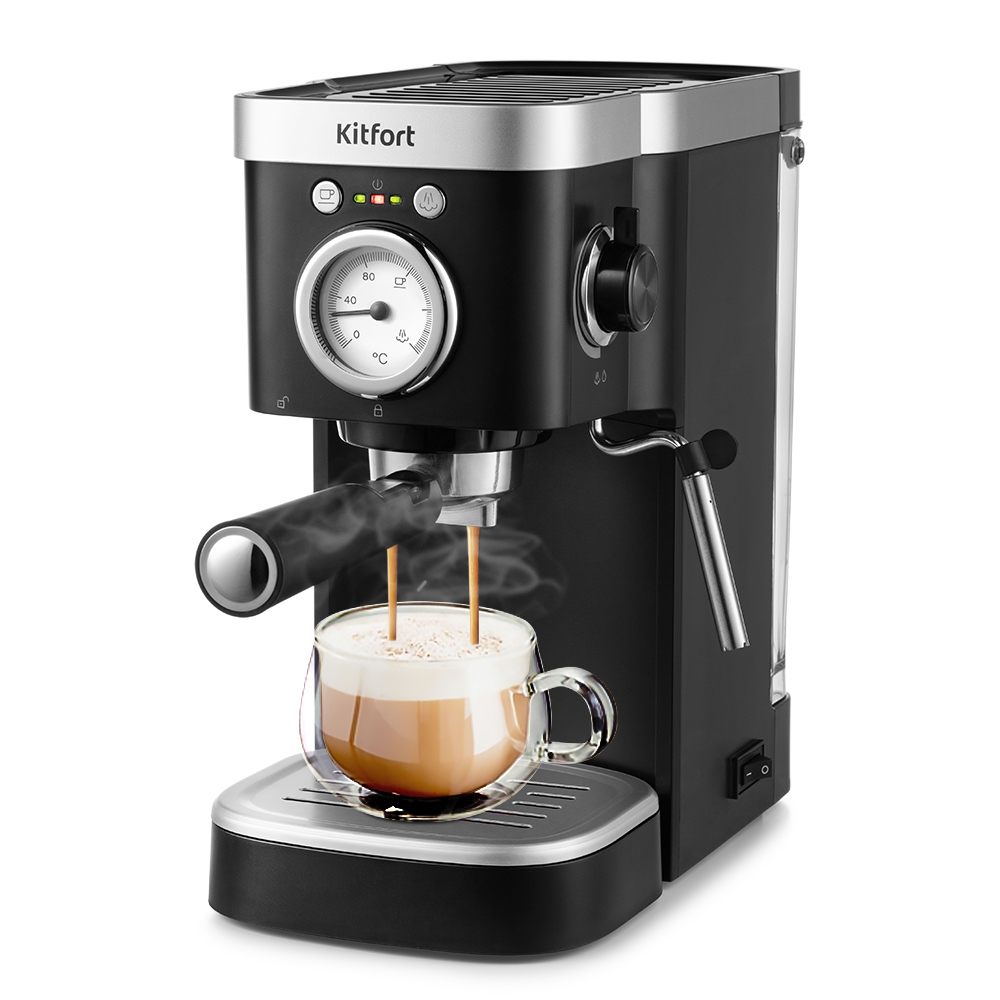 Изображение товара Рожковая кофеварка Kitfort КТ-788 для эспрессо и капучино черная