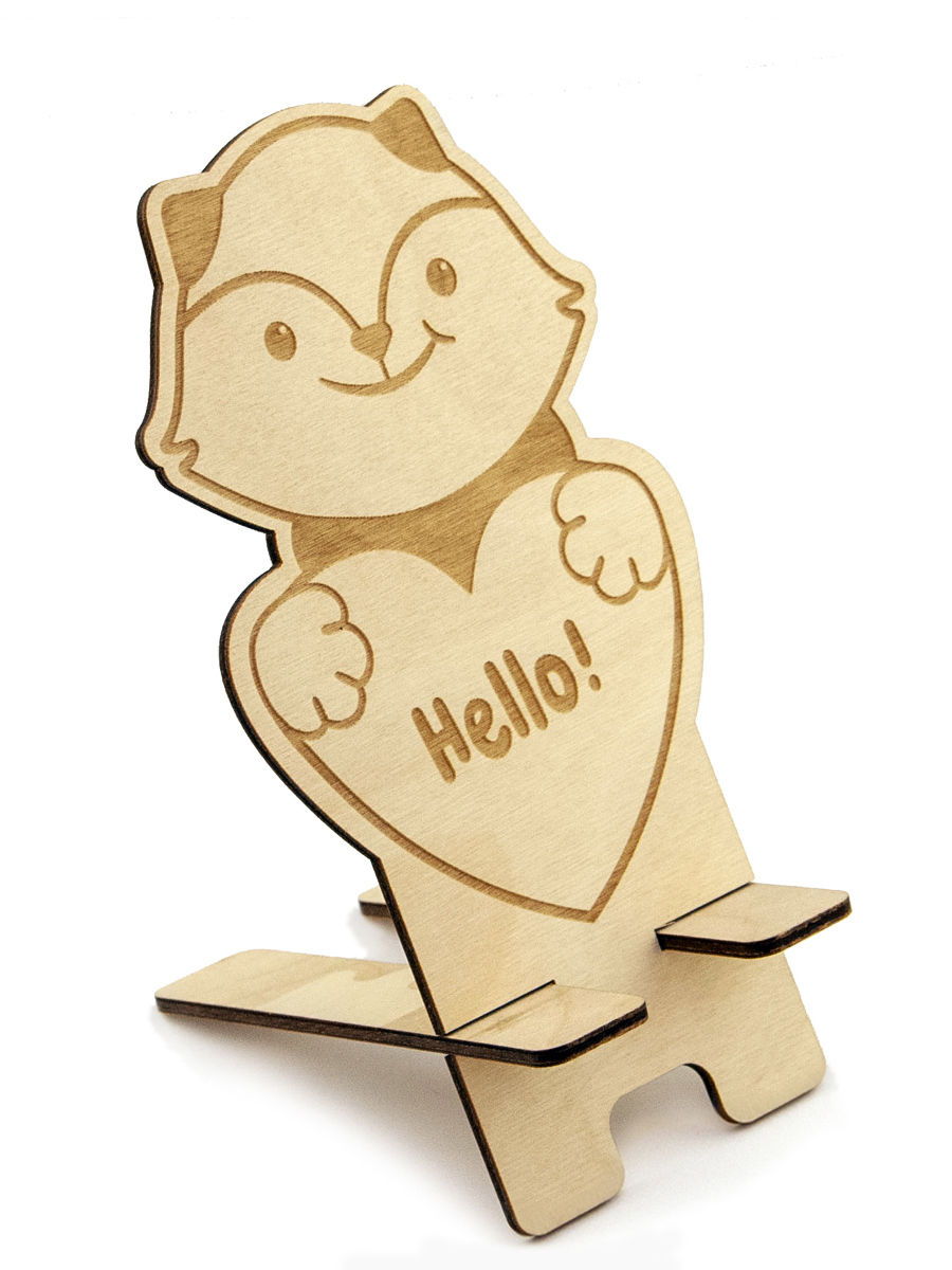 Изображение товара Подставка для телефона Лисенок — деревянная сборная, фанера