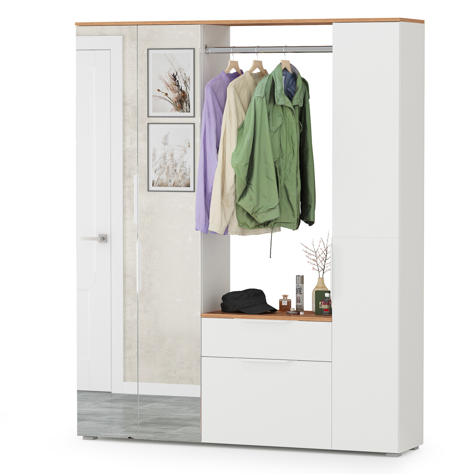 Изображение товара Шкаф распашной Моби Октава 15.123 с зеркалом и 4 дверями