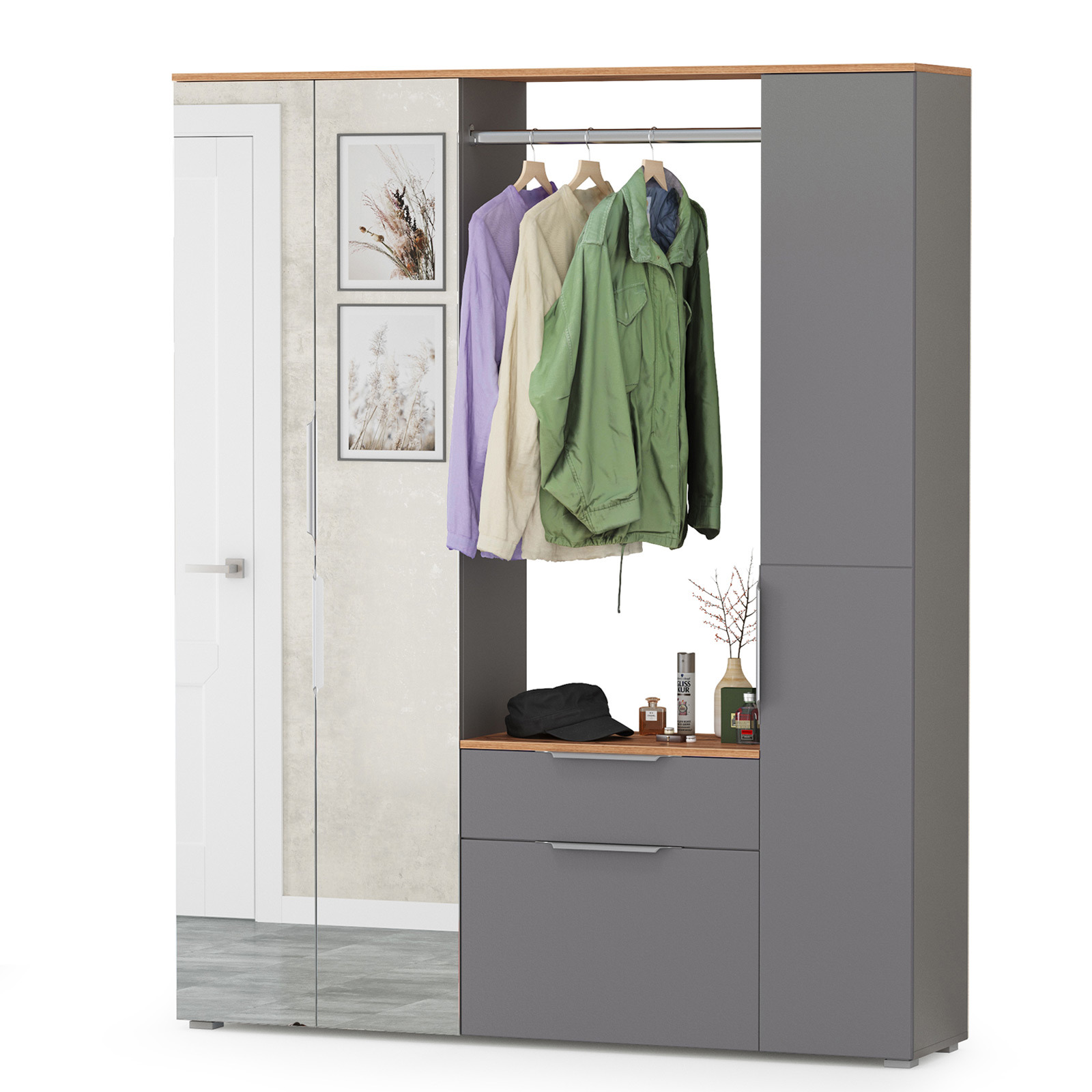 Изображение товара Шкаф распашной Моби 161x198x35 см из ЛДСП современный для дома