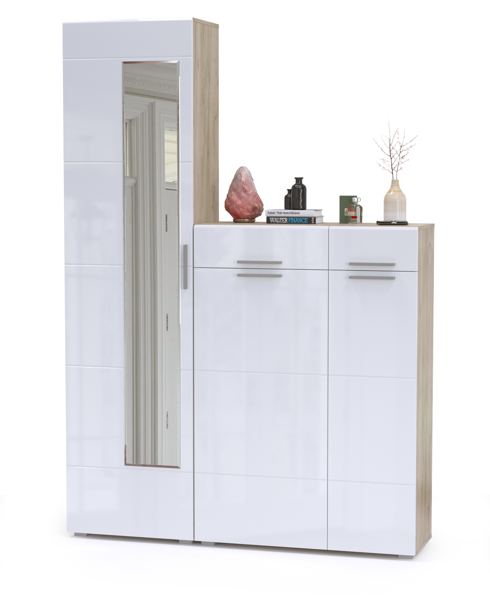 Изображение товара Шкаф распашной Моби 145x210 см с зеркалом и ящиками для дома