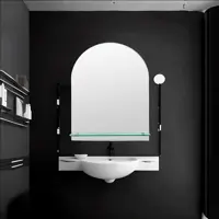 Изображение товара Зеркало для ванной Omega Glass NNKP201M с полкой 40x50 см арка