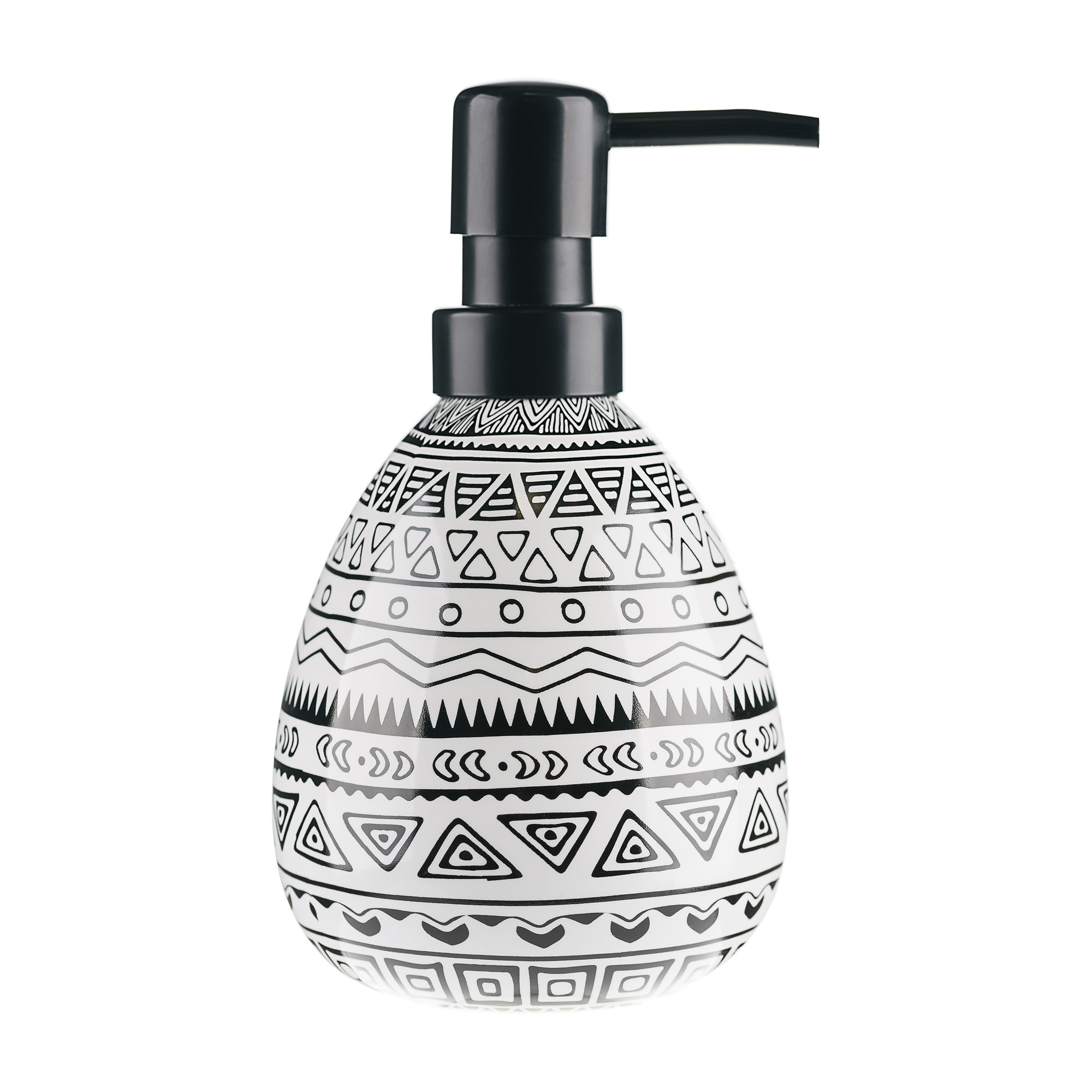 Изображение товара Дозатор для жидкого мыла Moroshka Nomads белый черный керамика металл дизайн