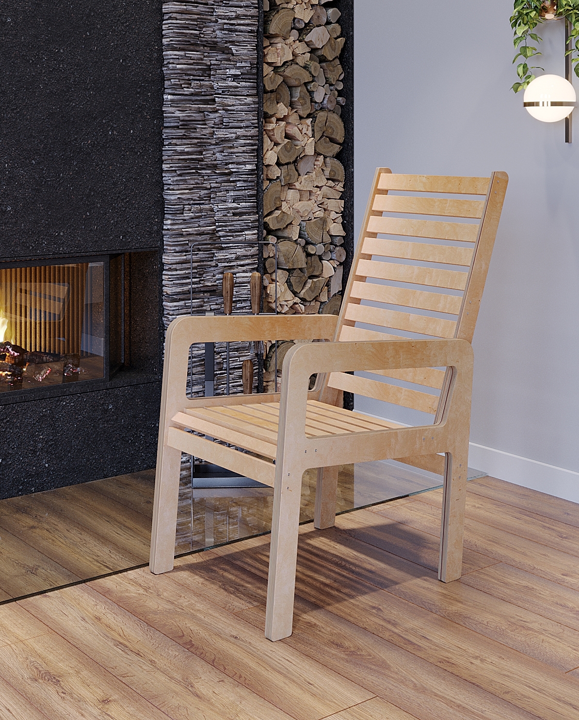 Изображение товара Стул садовый Indspace Классика 55 см х 60 см х 110 см шпон