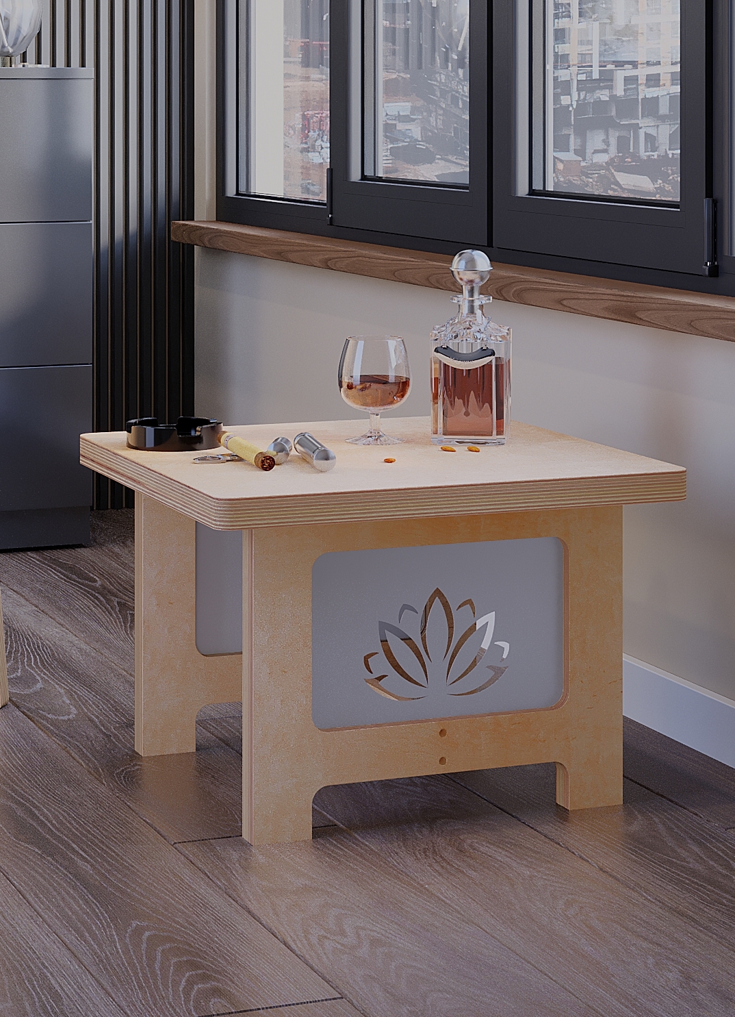 Изображение товара Нераздвижной садовый стол Indspace Классика 58 см x 58 см x 40 см дерево бесцветный/прозрачный