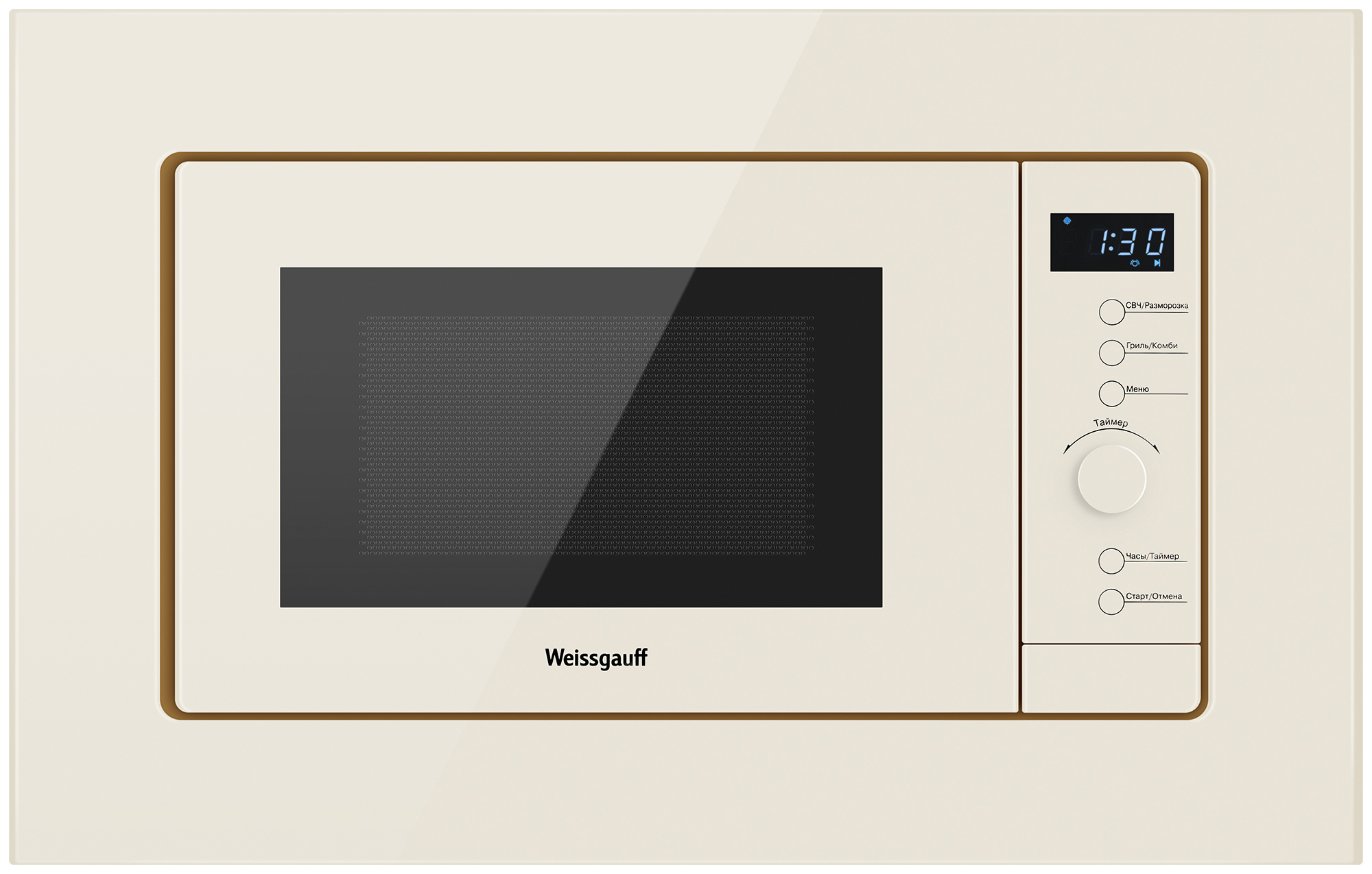 Изображение товара Встраиваемая микроволновая печь Weissgauff HMT-320 BeG Grill 20 л 59.5x37.6x31.3 см цвет бежевый