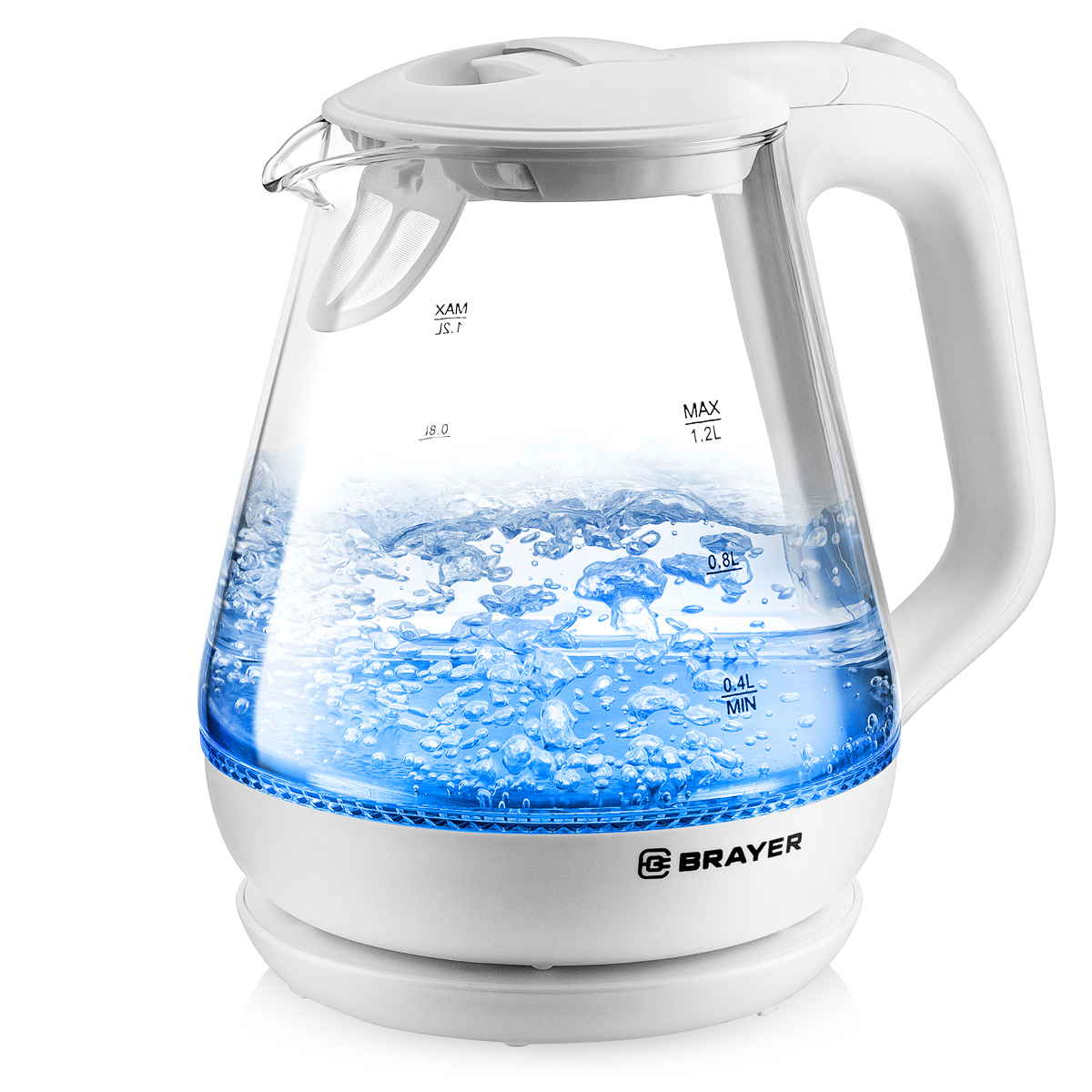 Изображение товара Электрический чайник Brayer Br1063wh 1.2 л стекло цвет белый