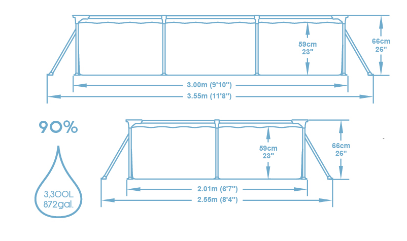 Бассейн каркасный прямоугольный Bestway 56411 BW 300x201x66 см - 5