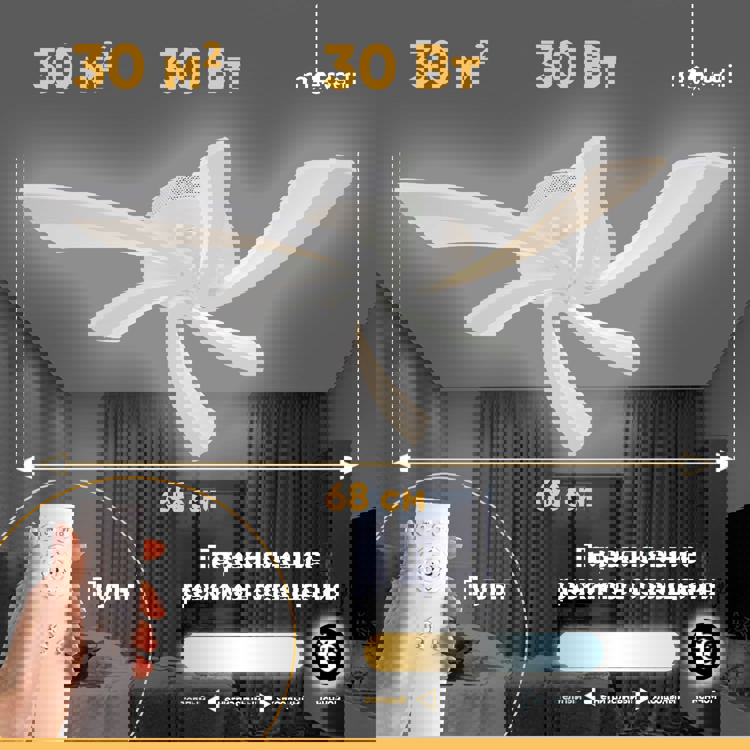 Изображение товара Люстра потолочная светодиодная MODERLI V10150-CL Samanta 30 м² холодный белый свет цвет белый