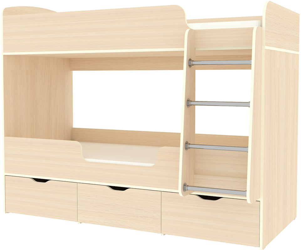 Изображение товара Двухъярусная кровать Кариви Малыш двойняшка 80x180 см Светлый дуб Россия