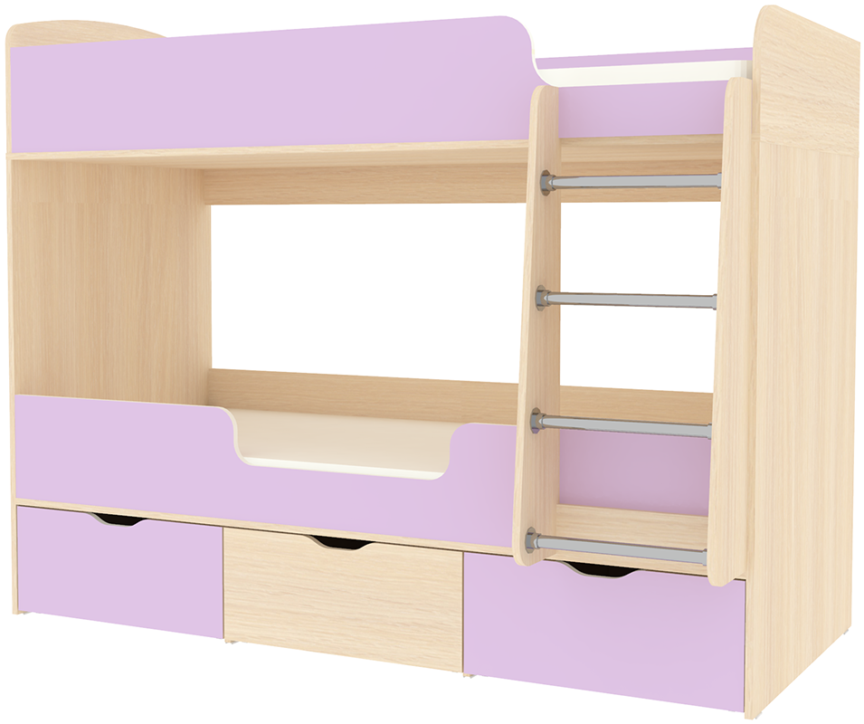 Изображение товара Кровать Кариви Малыш двойняшка 80x180 183x146x83 см цвет ирис/дуб молочный