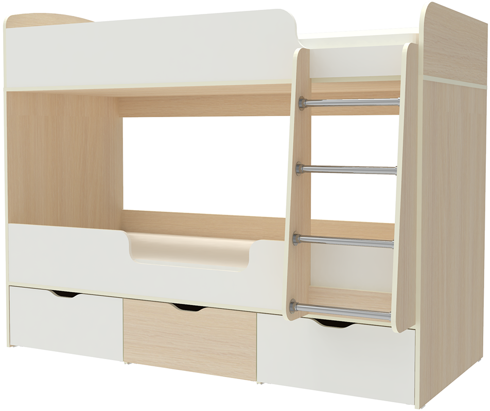 Изображение товара Двухъярусная кровать Кариви Малыш двойняшка 80х180 с ящиками и лестницей