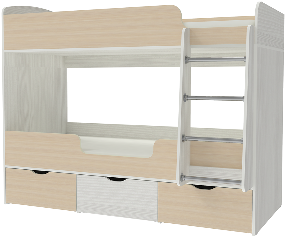 Изображение товара Двухъярусная кровать Малыш Двойняшка 80x180 см бежевый и белый Россия