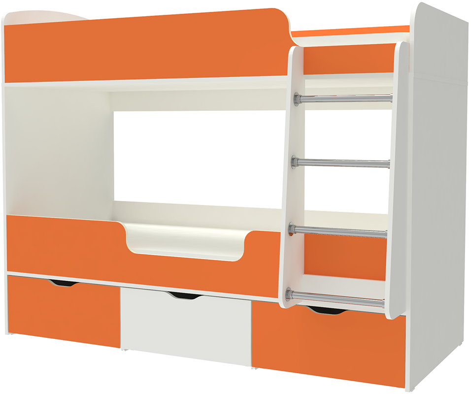 Изображение товара Кровать Кариви Малыш двойняшка 80x180 183x146x83 см цвет белый/оранжевый