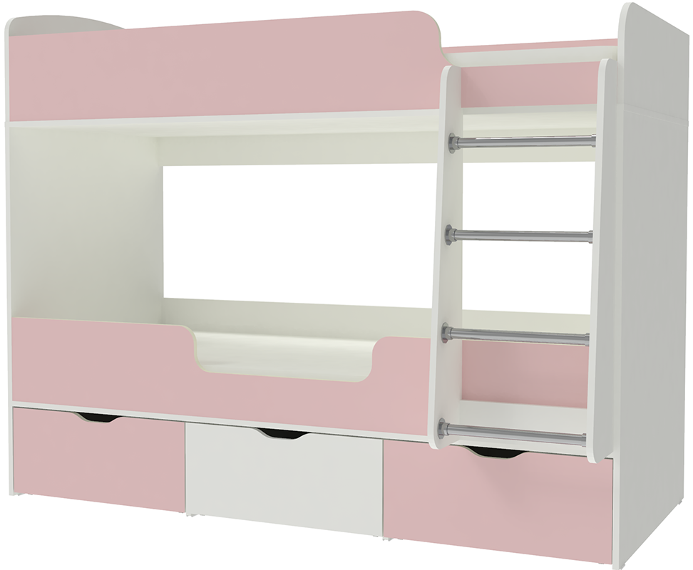 Изображение товара Двухъярусная детская кровать Кариви Малыш 80x180 с ящиками и лестницей