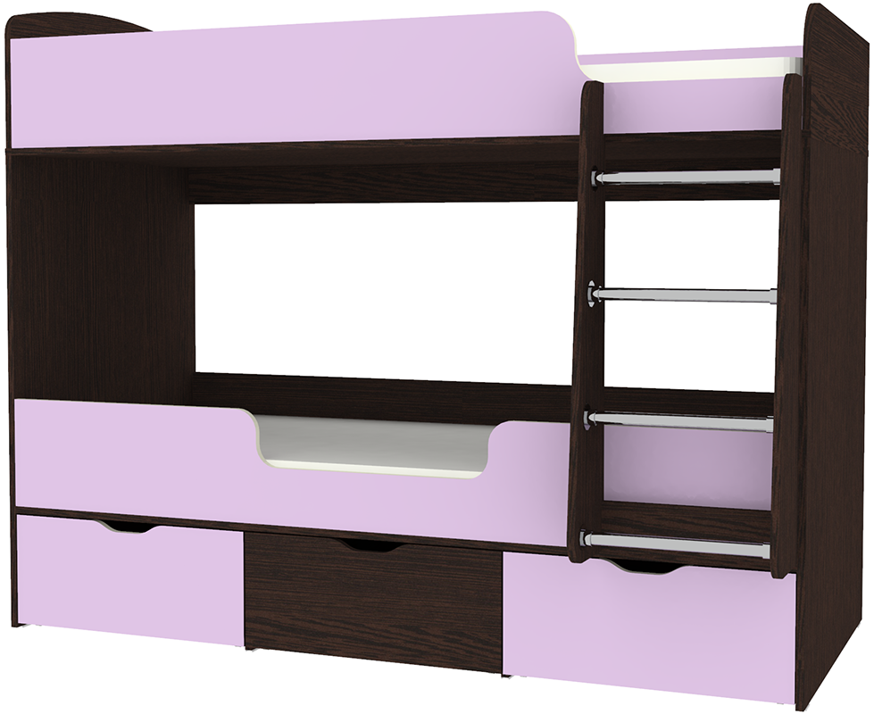 Изображение товара Двухъярусная кровать Кариви Малыш двойняшка 80x180 с выдвижными ящиками и лестницей