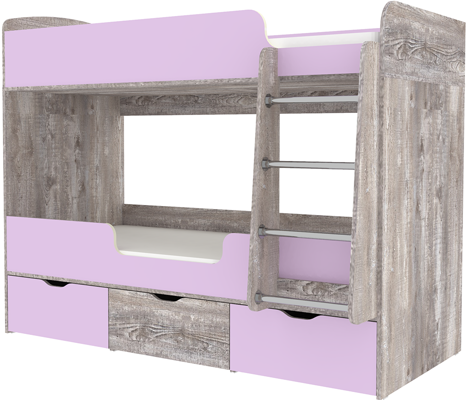 Изображение товара Детская двухъярусная кровать Кариви Малыш двойняшка 80x180 с ящиками и лестницей