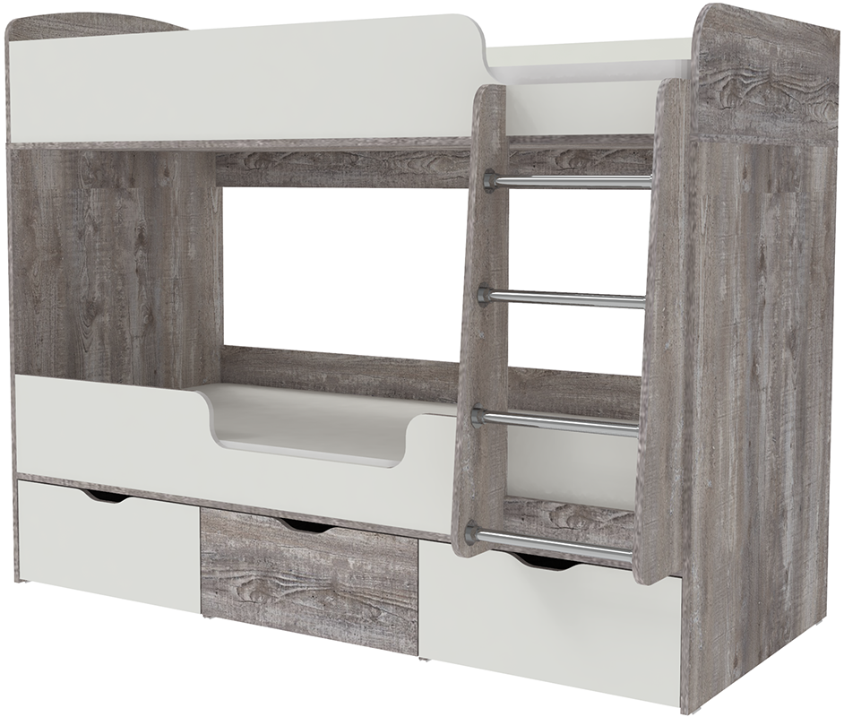 Изображение товара Кровать Кариви Малыш двойняшка 00561-31-33-00 183x146x83 см цвет белый/бетон