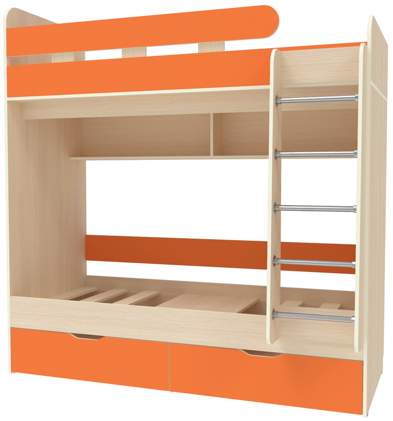 Изображение товара Кровать чердак Юниор 5 80x160 см оранжевый/дуб молочный