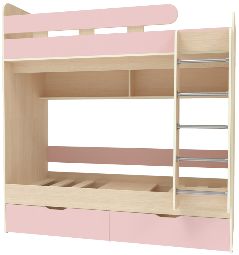 Изображение товара Детская двухъярусная кровать Кариви Юниор 5 с низким выдвижным ящиком и крепежом