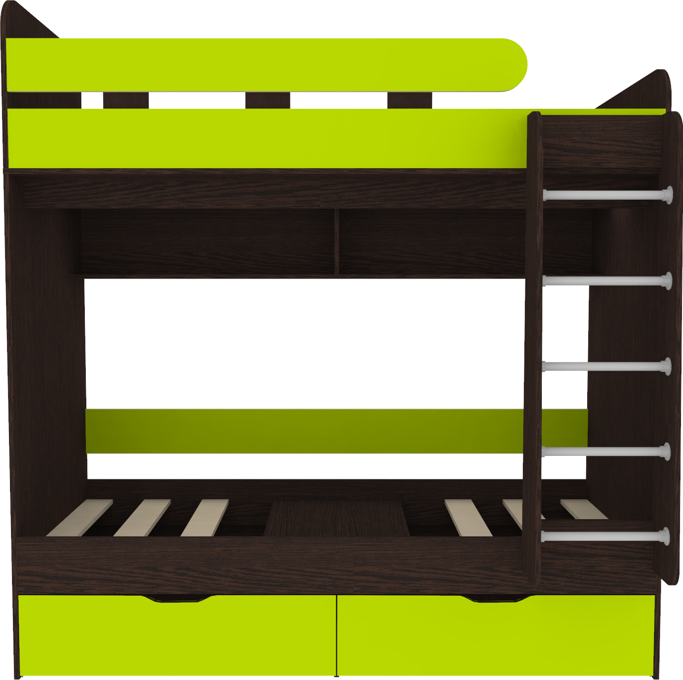 Изображение товара Детская двухъярусная кровать Кариви Юниор 5 80x160 зеленая венге Россия