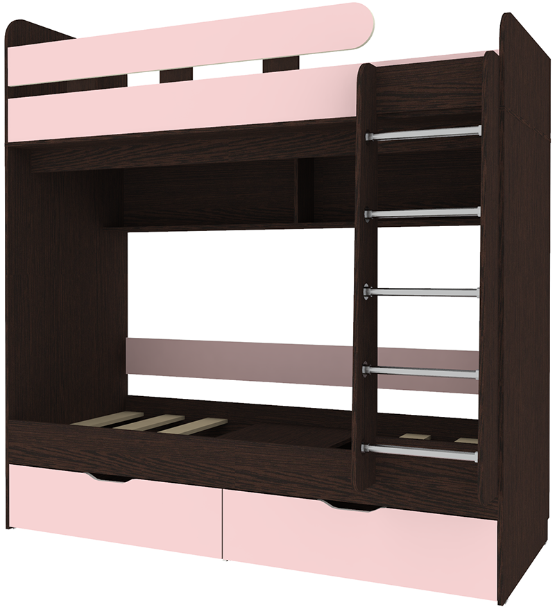 Изображение товара Кровать Кариви Юниор 5 80x190 193.2x201.8x103.2 см цвет венге/розовый