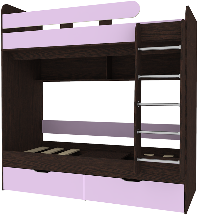 Изображение товара Кровать Кариви Юниор 5 80x190 193.2x201.8x103.2 см цвет ирис/венге