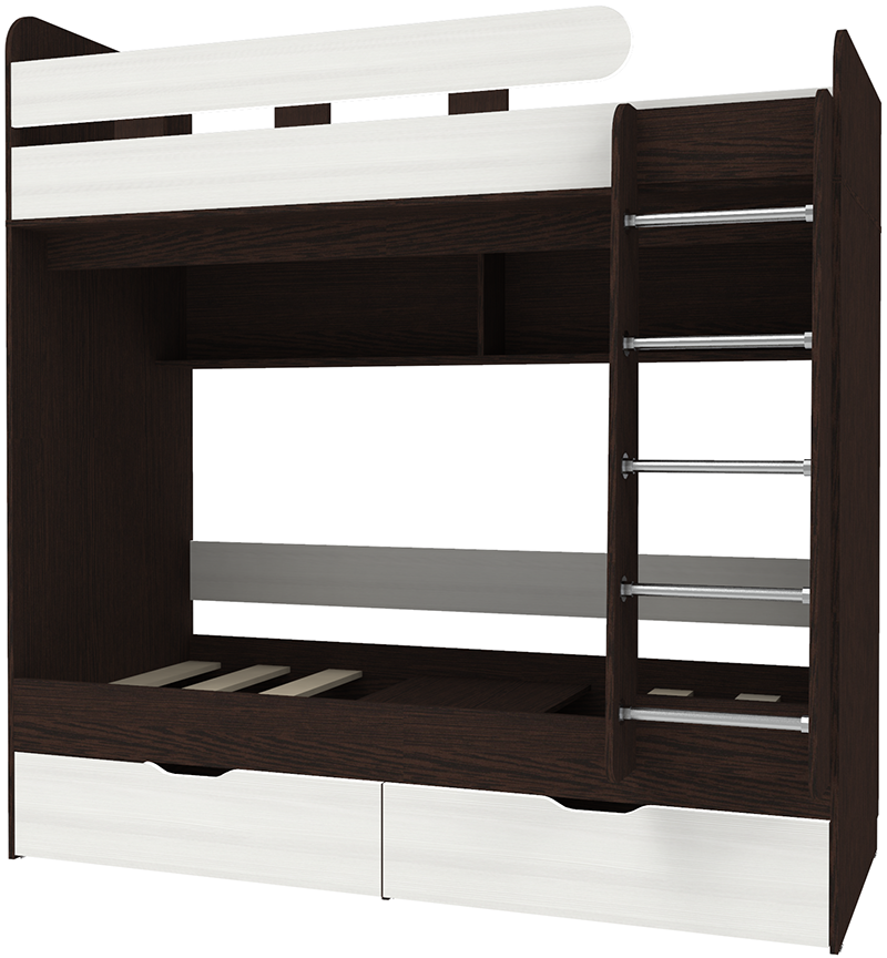 Изображение товара Кровать Кариви Юниор 5 80x190 193.2x201.8x103.2 см цвет венге/белое дерево